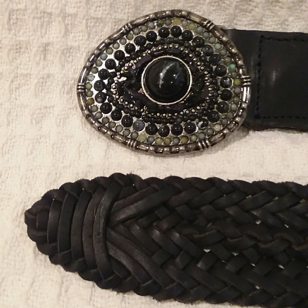 Jessica Simpson Black Braided Belt